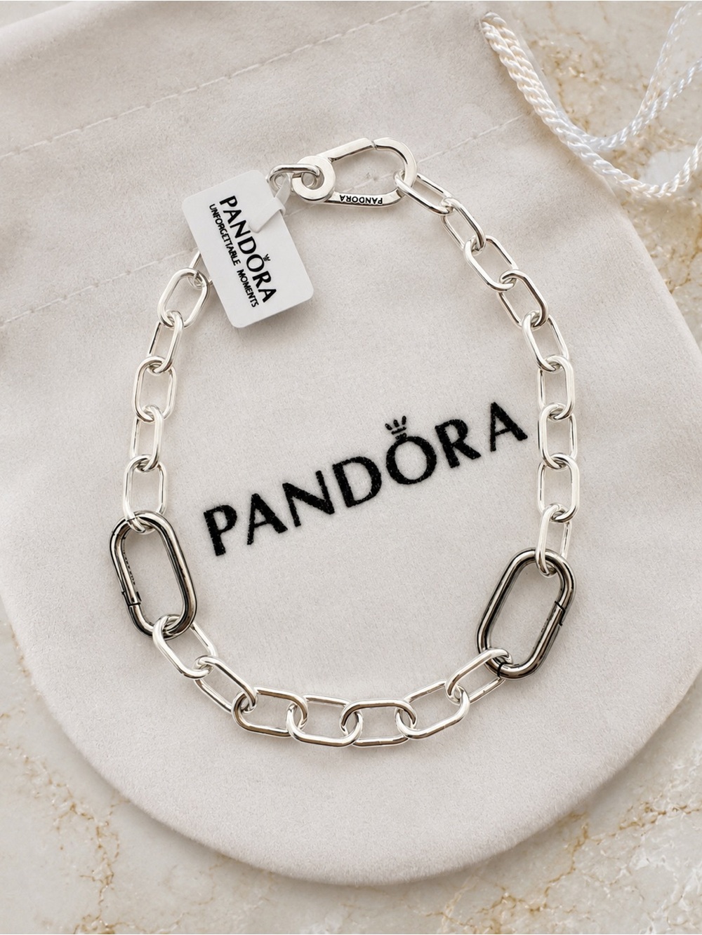 Pandora Moments Sterling Silver Link Charm Bracelet S925 ALE Paperclip Chain - Picture 3 of 6